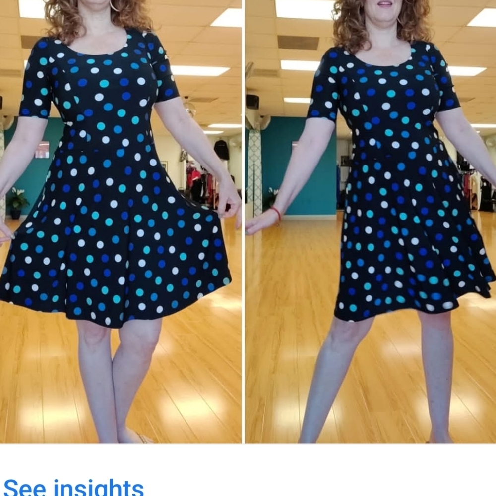 Jones blue polka dot knit fit and flare dress